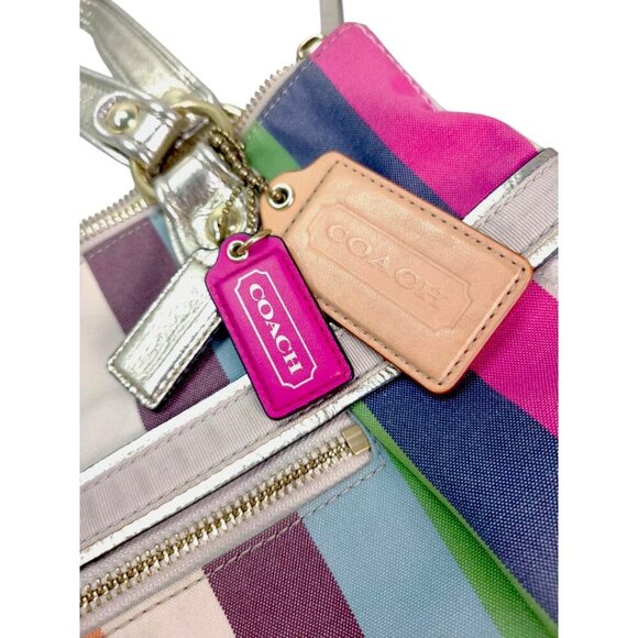 COACH 19021 Poppy Legacy Stripe Sequins  Tote & Wristlet - Picture 3 of 8